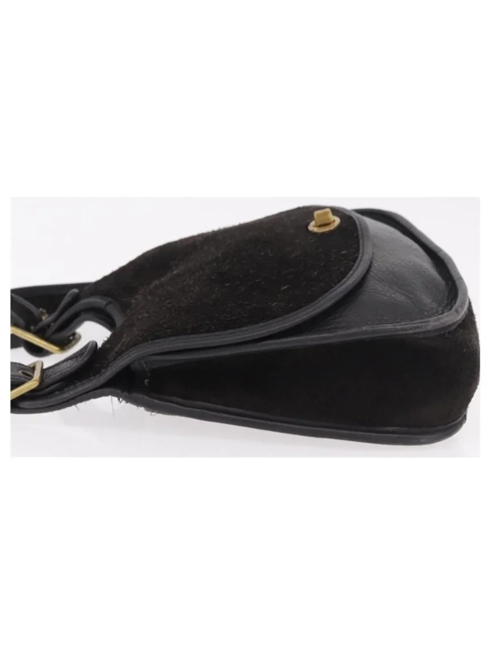 Authentic Coach Shoulder Bag Suede Black Gold